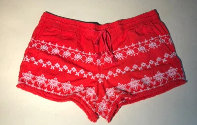 Pantalones cortos Loft Petites para mujer rojos bordados con flecos talla LP usados Foto 1 de 4