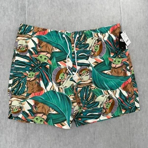 Star Wars Shorts Adult Extra Large Floral Baby Yoda Swim Trunks Board Lined Mens - Picture 1 of 12