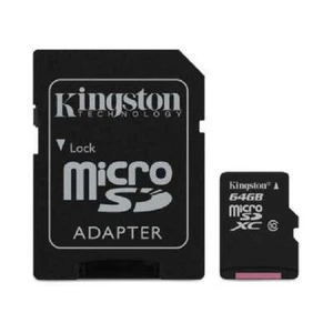 Kingston 64 Go microSD capacité étendue (microSDXC) - Classe 10/UHS-I - SDC10G2/ - Photo 1 sur 2