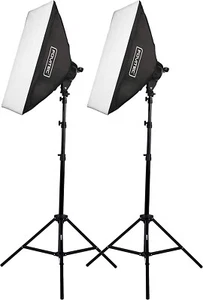 2-Light 2000W Fluorescent Studio Lighting Kit, 20"x28"V 10 Bulbs/2 Light Stands - Picture 1 of 10