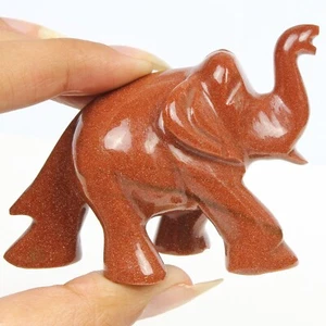 510 Ct Natural Glitter Shine Hand Carved Sunstone Elephant Trunk Statue Animal - Picture 1 of 8