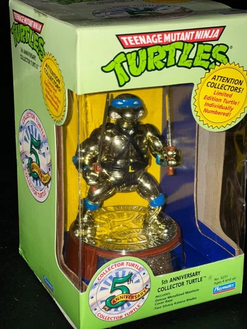 1992 TMNT 5th Anniversary Collector Ninja Turtles Leonardo Gold Box 5231 NEW! Cover