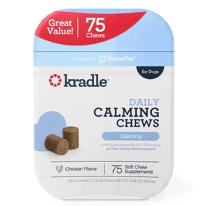 Kradle Daily Relief,Stress &Anxiety Relief for Dogs,Chicken Flavor,75 Soft Chews - Picture 1 of 10