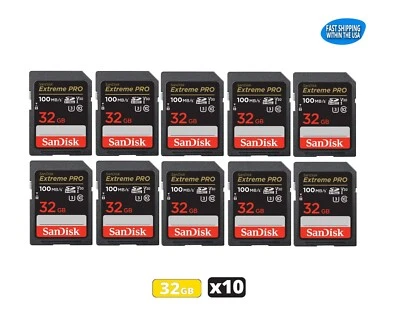 32GB Sandisk Extreme Pro SD Memory Cards for Camera/Trail Cam/Computer (10 Pack) - Image 1 of 4