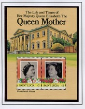 St. Lucia 1985 Bf 39 85 anniversario regina madre Elisabetta mnh