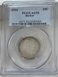 1916 Barber Quarter PCGS AU55 Cert # 24381965 - Picture 1 of 4