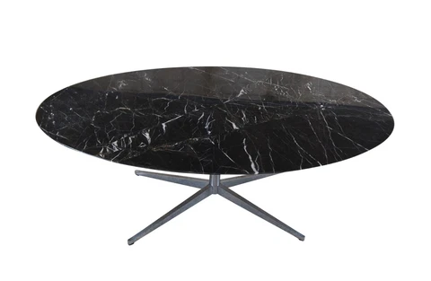 Florence Knoll Mid Century Modern Oval Marble Top Chrome Dining Conference Table Cover