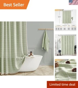 Stylish Farmhouse Shower Curtain with Tassels - Water-Repellent and Chic Fit - Picture 1 of 8