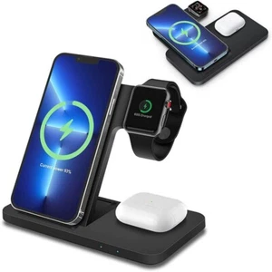 15W 3in1 Wireless Charging Station Dock For Apple Watch Air Pods iPhone 13 12 - Picture 1 of 19