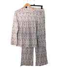 NEW Womens Pajamas Top Pants 2 Piece Cotton Model Jersey Purple Floral Sz Medium