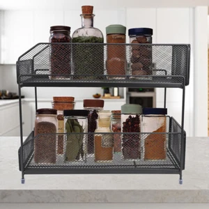 2Tier Under Sink Organizer with Sliding Drawer and Pull-Out Shelf,Storage Basket - Picture 1 of 12