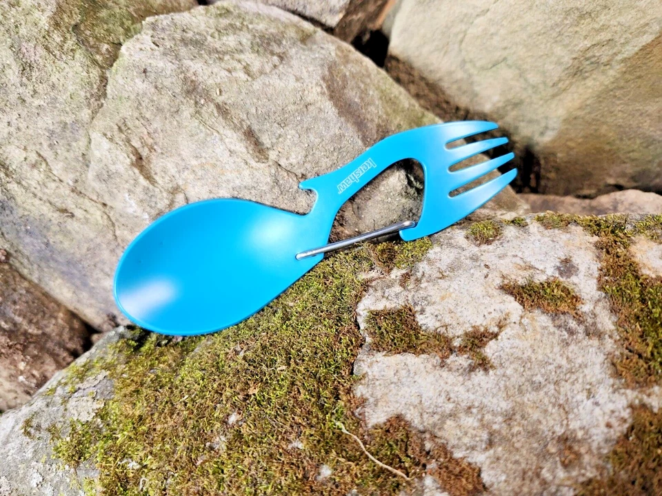Kershaw Ration Eating Tool Teal Fork Spoon Bottle Opener with Carabiner - Image 1 of 4