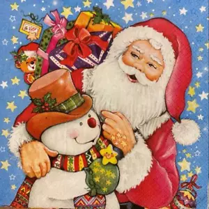 Paper Luncheons Decoupage Napkins 3-Ply Christmas SANTA Gifts Decor Packs of 20 - Picture 1 of 1