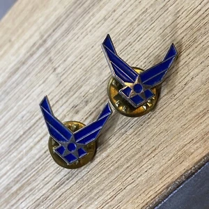 U.S. Airforce Blue Star Enamel Lapel Hat Tie Jacket Pin Set of 2 - Picture 1 of 2