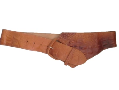 Genuine Leather Belt Alligator Textured Fob Trading V Style  Size 30"- 34" - Image 1 of 4