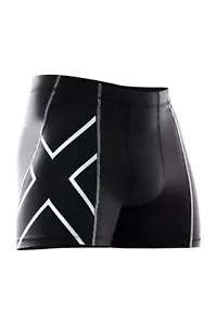 SALE | 2XU Mens Compression 1/2 Shorts - Black/Silver - Picture 1 of 7