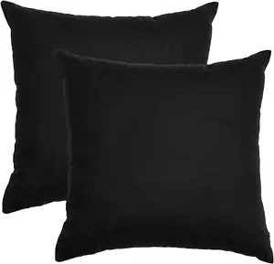 Cotton Throw Pillow Covers Black 20"X20" Set of 2 Decorative Zippered Throw Pill - Picture 1 of 12