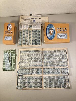 Vintage Blue Chip Savings Stamps Books. 8 Booklets Full Of Stamps. 110 Booklets  - Image 1 of 4