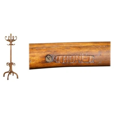 ANTIGUO PERÍODO ESTAMPADO TARDÍO VICTORIANO CIRCA 1880 TONET MADERA CURVADA PERCHERO SOPORTE Foto 1 de 4