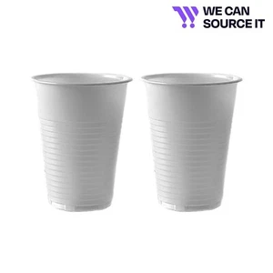 white Plastic Reusable Drinking Vending Glasses Cup for Wedding Catering 7 oz - Picture 1 of 7
