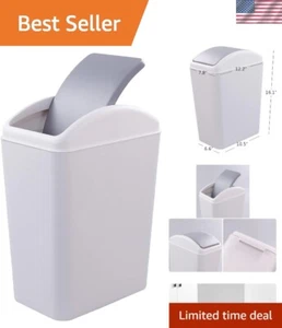 Stylish Grey Swing Lid Kitchen Trash Can - 10L Capacity for Space Saving - Picture 1 of 9