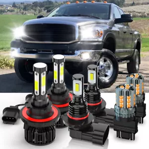 For 2006 2007 2008 Dodge Ram 1500 2500 3500 -LED Headlight Fog Light Turn Bulbs - Foto 1 di 16