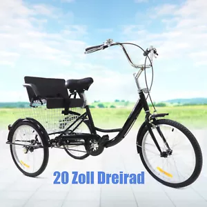 20'' Dreirad Single Speed 3 Räder Fahrrad für Erwachsene mit Kindersitz + Korb - Bild 1 von 19
