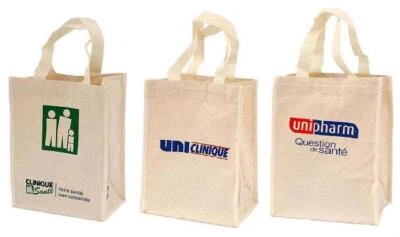 BOLSO DE MANO DE LONA 100% ALGODÓN BLANCO NATURAL MIXTO 1 CAJA LOTE 120 PIEZAS 0,72$ CADA UNO Foto 1 de 4