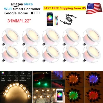 1.77" Low Voltage WIFI Recessed RGBW LED Deck Light Kit Garden Landscape Lightin - Image 1 of 4