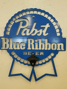 Pabst Blue Ribbon Sign bottle opener metal wall art plasma cut decor beer gift  - Picture 1 of 1