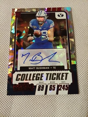 2021 MATT BUSHMAN PANINI CONTENDERS AUTOGRAPHED AUTO ROOKIE CARD RC /23 BYU ICE - Image 1 of 2