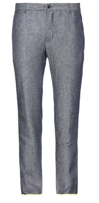 Pantalones informales Daniele Alessandrini azul gris para hombre mezcla de lino talla US 38 EU 54 Foto 1 de 4