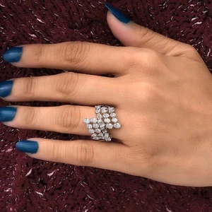 2.61 Ct SI/H Multi Natural Diamond Cluster Ring Jewelry Gift 14k White Gold - Picture 1 of 11