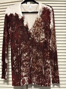 Kenneth Cole Strickjacke Damen Beije burgunderrot Knopfleiste Seidenmischung Cardigan neu ohne Etikett - Bild 1 von 7