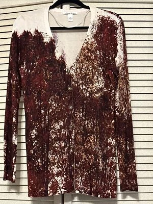 Cárdigan Kenneth Cole Mujer Beije Borgoña Botón Frontal Mezcla Seda Cárdigan Nuevo sin Etiquetas Foto 1 de 4