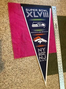 2014 XLVIII 12 X30 Seattle Seahawks Superbowl Denver Broncos Wimpel - schneller Versand - Bild 1 von 3