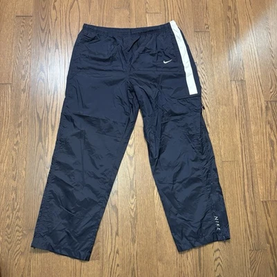 Vintage Nike Track Pants Windbreaker Navy Blue 90s Mens XL Swoosh Mini Check  - Image 1 of 4