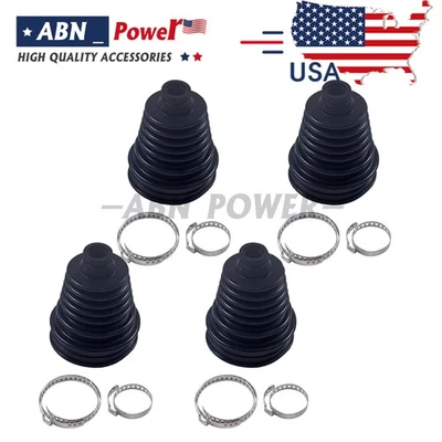 4 Pcs Universal Black Constant Velocity Dust Cover Drive Shaft CV Joint Boot Kit - Изображение 1 из 4