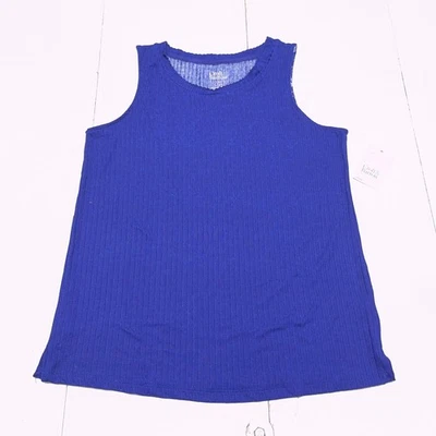 Camiseta sin mangas Croft & Barrow para mujer pequeña azul acanalada tejida salón Foto 1 de 4