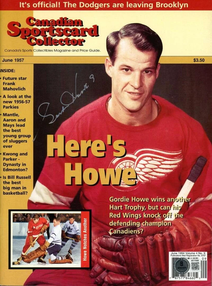 Revista Canadian Sportscard 1994 firmada por Gordie Howe Beckett BAS autógrafo Foto 1 de 1