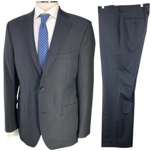 Schwarz Saks Fifth Avenue Herren Größe 42R Drop 6 Anzug Slim Fit Grau Nadelstreifen - Bild 1 von 23