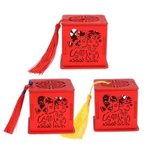 3pcs Wedding Chinese Style Candy Boxes Wooden Hollow Out Candy Chocolate Boxes - Picture 1 of 12