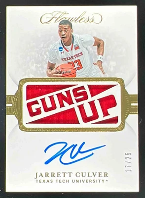 2019 Flawless Collegiate Rookie Team Slogan Die Cuts Jarrett Culver RC Auto /25 - Image 1 of 2