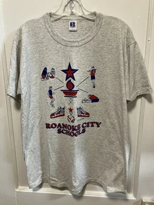 Vintage Roanoke City Schools PE Shirt Russell Athletic Single Stitch Grey Heather L - Bild 1 von 4
