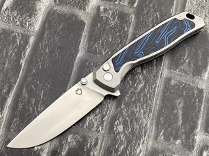 SixLeaf SL-88-Blue Folding Knife 14C28N Blade Titanium+G10 Handle Pocket Knife - Picture 1 of 11