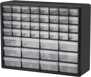 44 Black Drawer Plastic Parts Home Storage Hardware Craft Cabinet Tool Organizer - Picture 1 of 8
