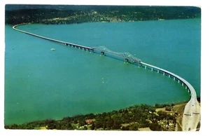 Tarrytown/Nyack New York - Tappan Zee Bridge über Hudson River - Chrom Postkarte - Bild 1 von 2