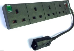 Carson C14 SPINA a 4 BANDE Way UK Presa Surge Estensione Protetta Piombo Nero - Foto 1 di 5