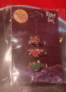 Disney Collectible Rare Hocus Pocus Ring Set New In Package Spider Ring Bat Ring - Picture 1 of 3