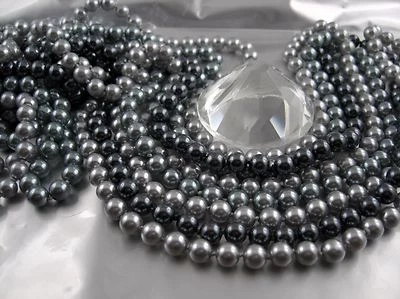 Sinnliche Lange Perlenkette in edlen Silber Tönen Farb und Längen Auswahl - Bild 1 von 2